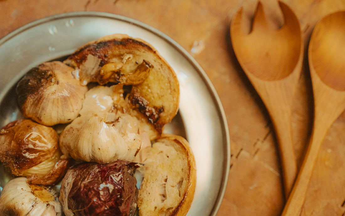 Roasted Garlic and Oil with Fresh Bagels